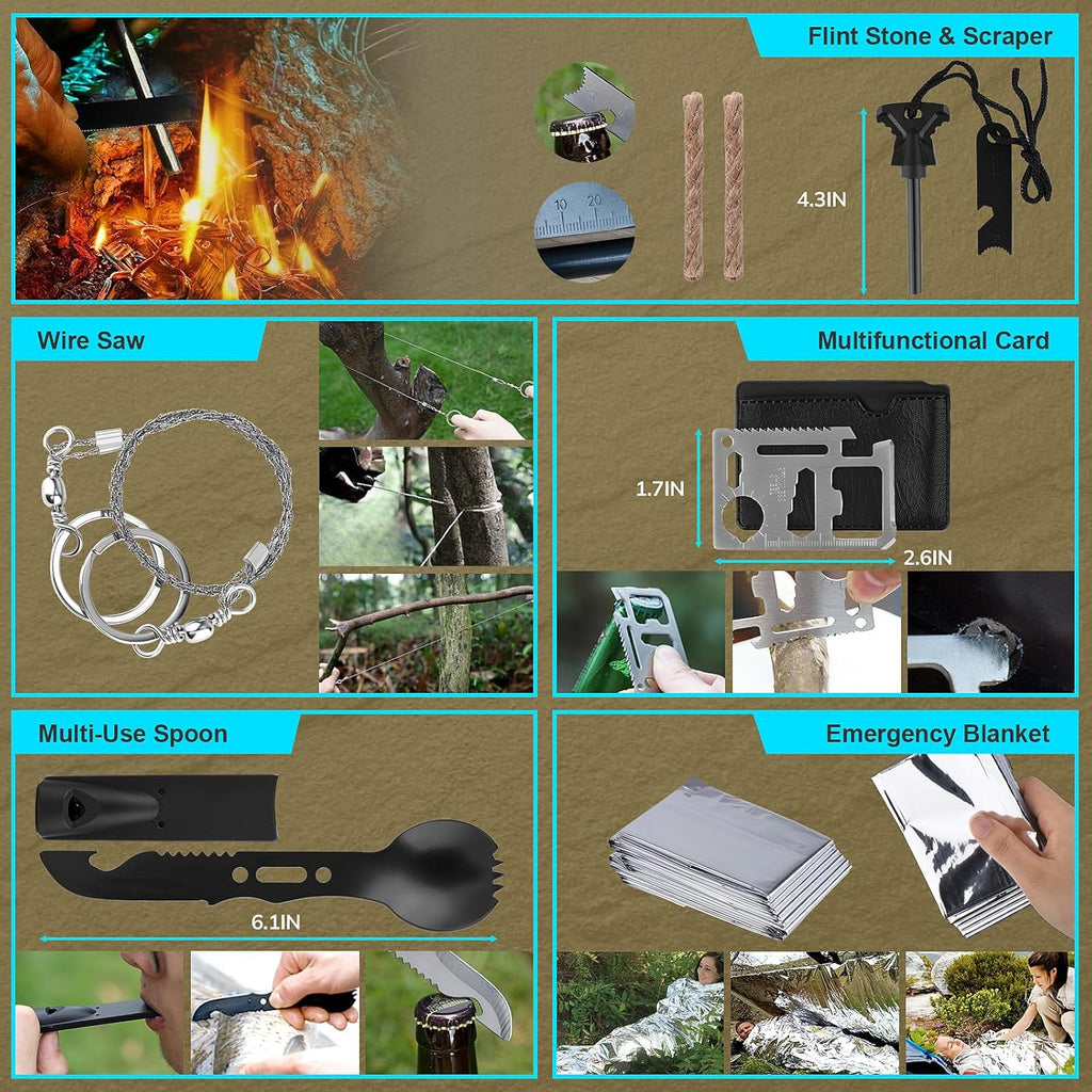 Survival Kit, Gifts for Fathers Day Men, Women, 251pcs Emergency Survival Gear and Supplies Equipment, First Aid Kit