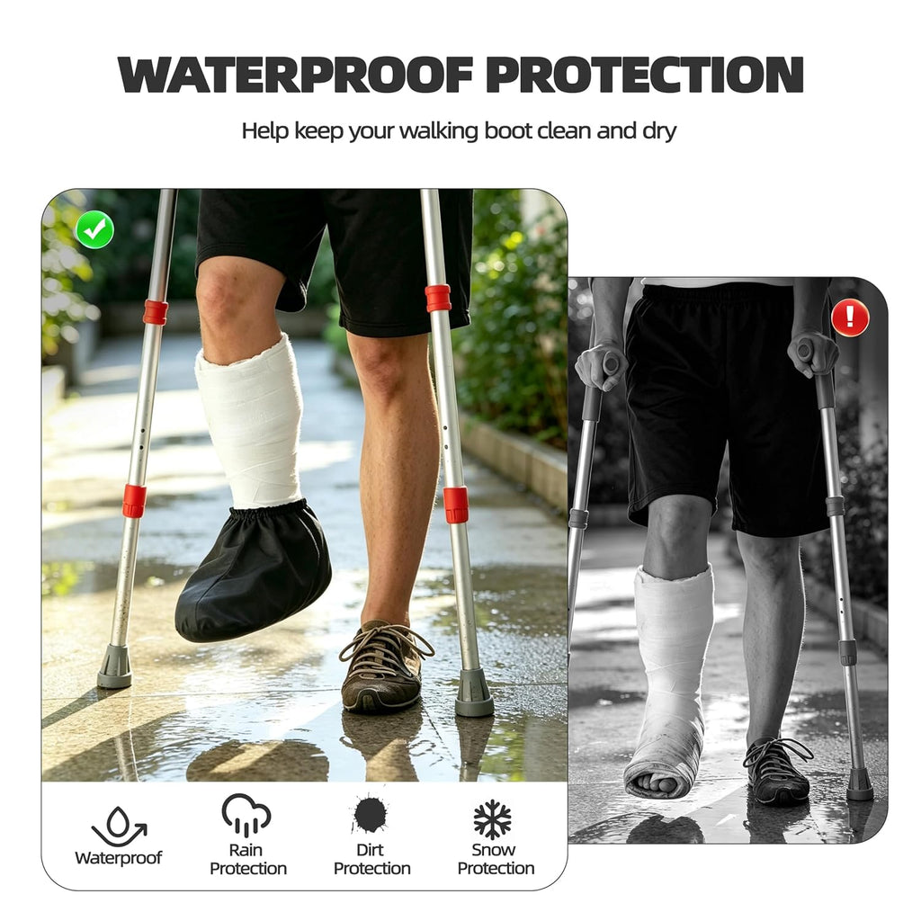 Waterproof Walking Boot Cover, Reusable CAM Boot Cover with Non-Slip Grip Sole, Fracture & Post-Op Walking Boot