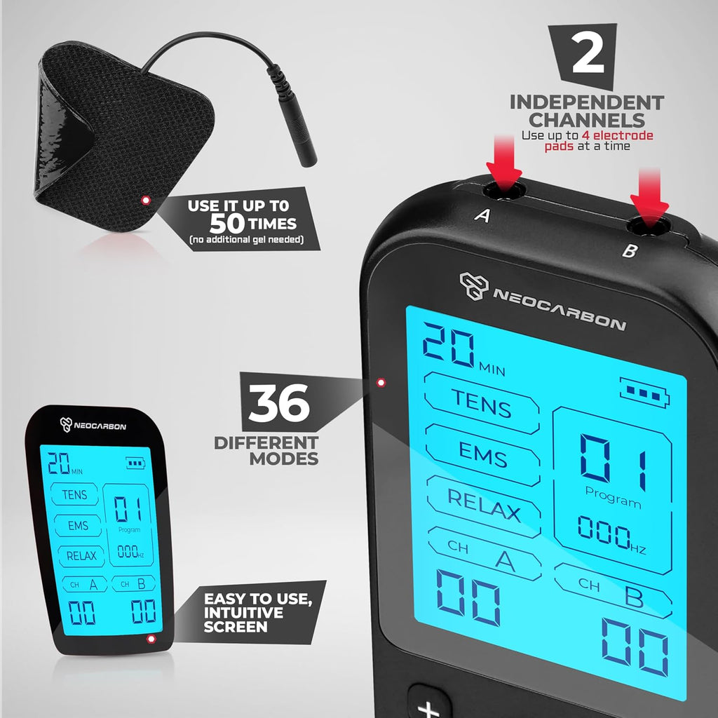 TENS Unit Muscle Stimulator Pro for Back Pain Relief, Black