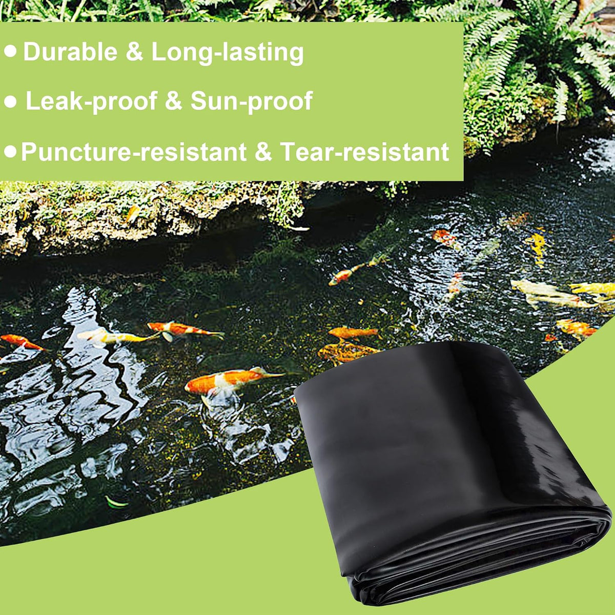 14 x 14 FT Pond Liner, 20 Mil HDPE Pond Liners for Outdoor Ponds