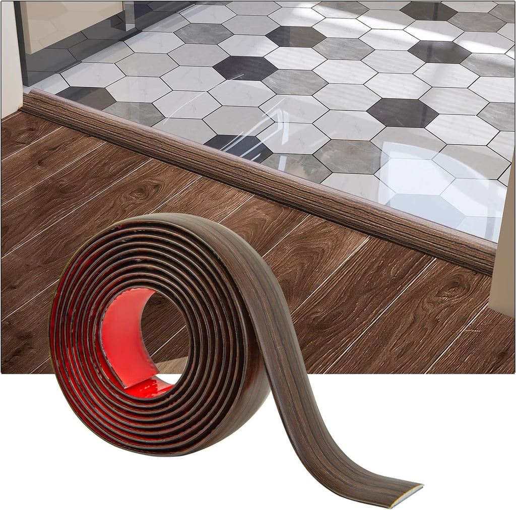 4 ft Flat Floor Transition Strip, Laminate Floor Divider, Brown