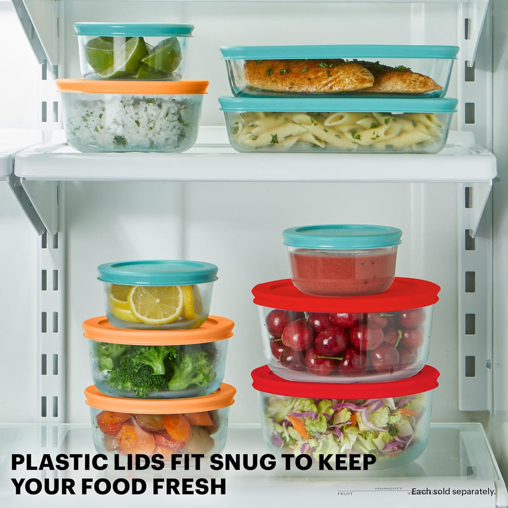 Simply Store (12-Pack) Glass Food Storage Containers Set, (1, 2, & 3 Cup) Meal Prep Containers with Plastic BPA-Free