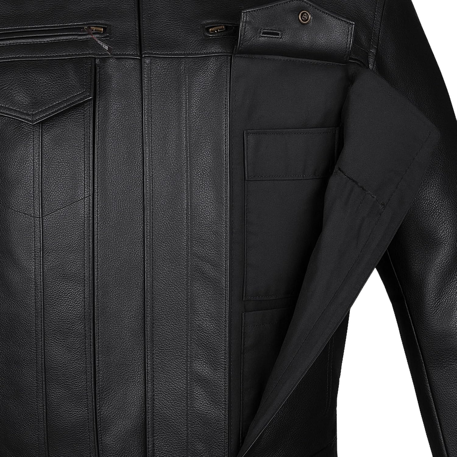COMMUTER Men's Motorcycle Jacket, Premium Buffalo Leather, CE Armor - Ventilation, Utility Pockets, Cruiser Biker