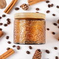10 oz Mocha Sun Moon Stars Candle Jars with Bamboo Lids, 9 Pack | Patented Embossed Design, Includes Wick Centering
