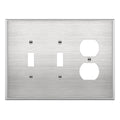 ENERLITES Combination Two Toggle & One Duplex Metal Wall Plate, Oversize