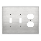 ENERLITES Combination Two Toggle & One Duplex Metal Wall Plate, Oversize
