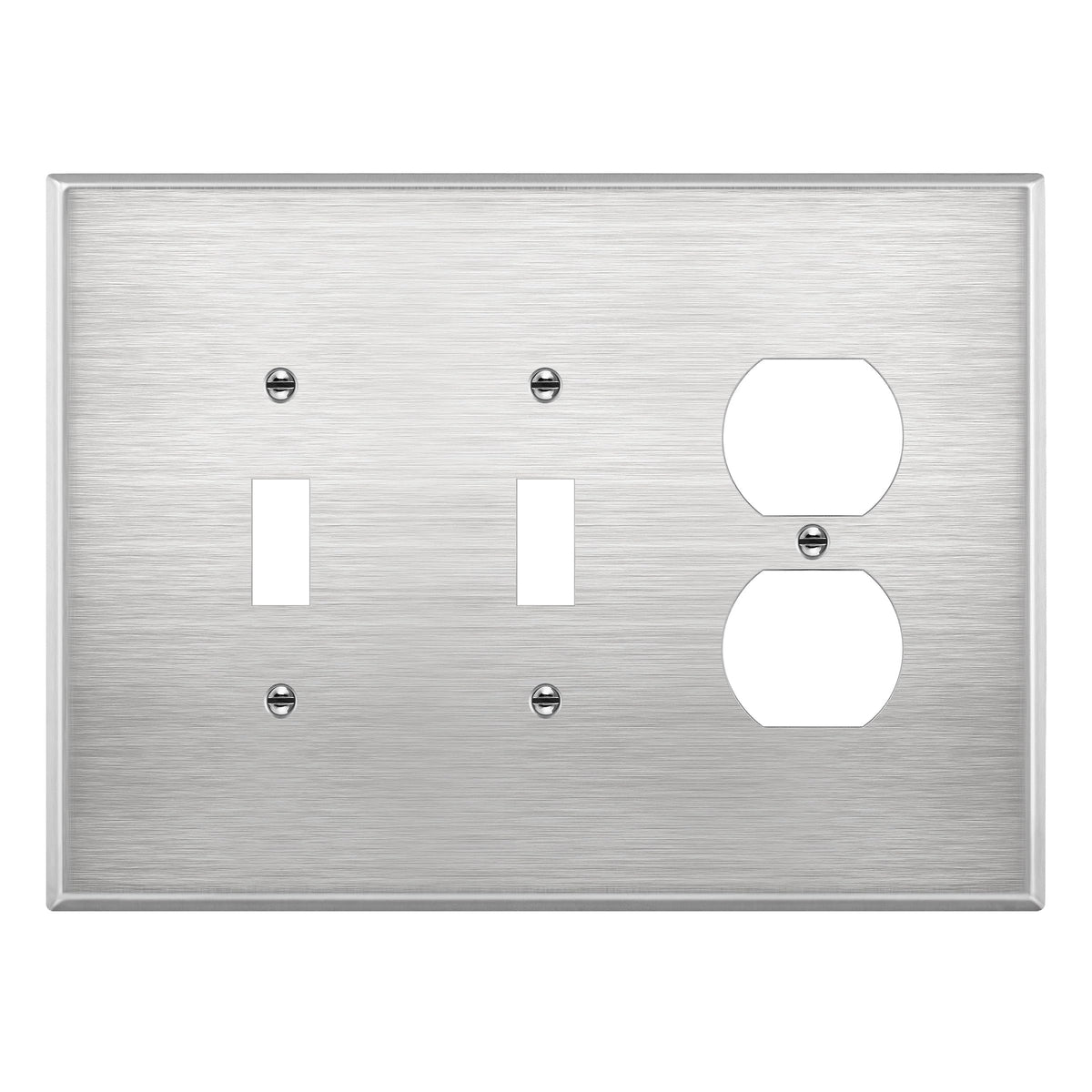 ENERLITES Combination Two Toggle & One Duplex Metal Wall Plate, Oversize