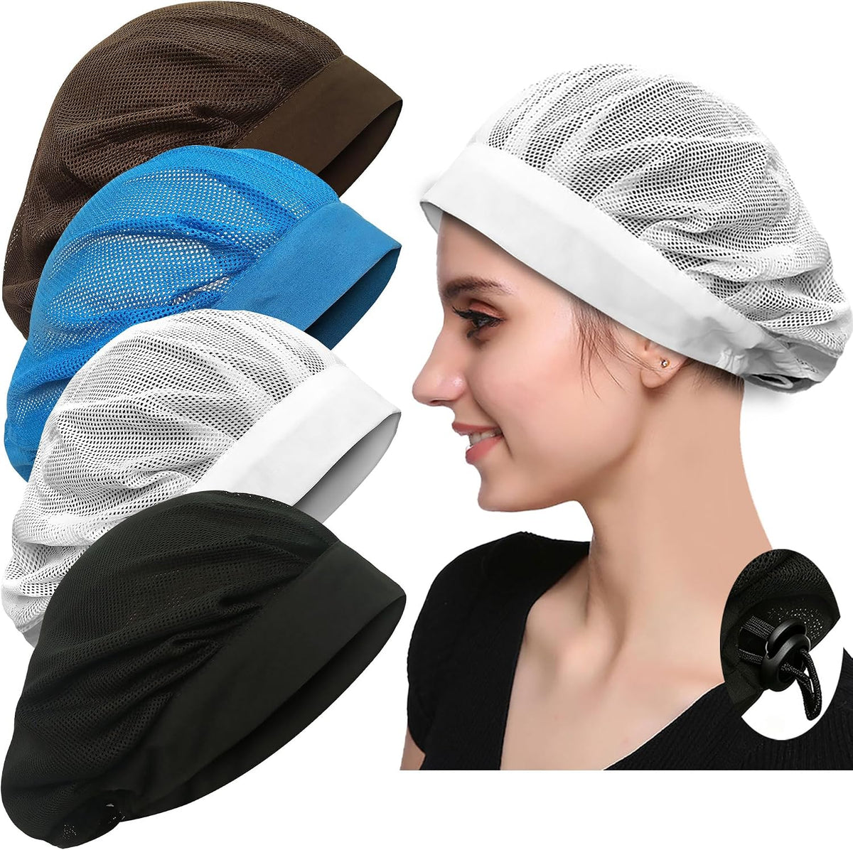 Chef Hat Kitchen Cooking Chef Cap Adjustable Food Service Hair Nets
