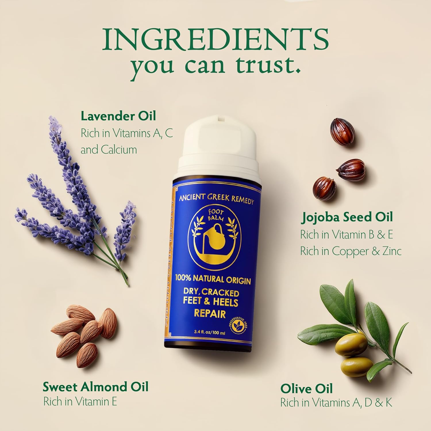 Dry Cracked Heel Repair Balm, Organic Foot Cream for Dry Feet & Callus | Deeply Moisturizes & Softens Dry Cracked