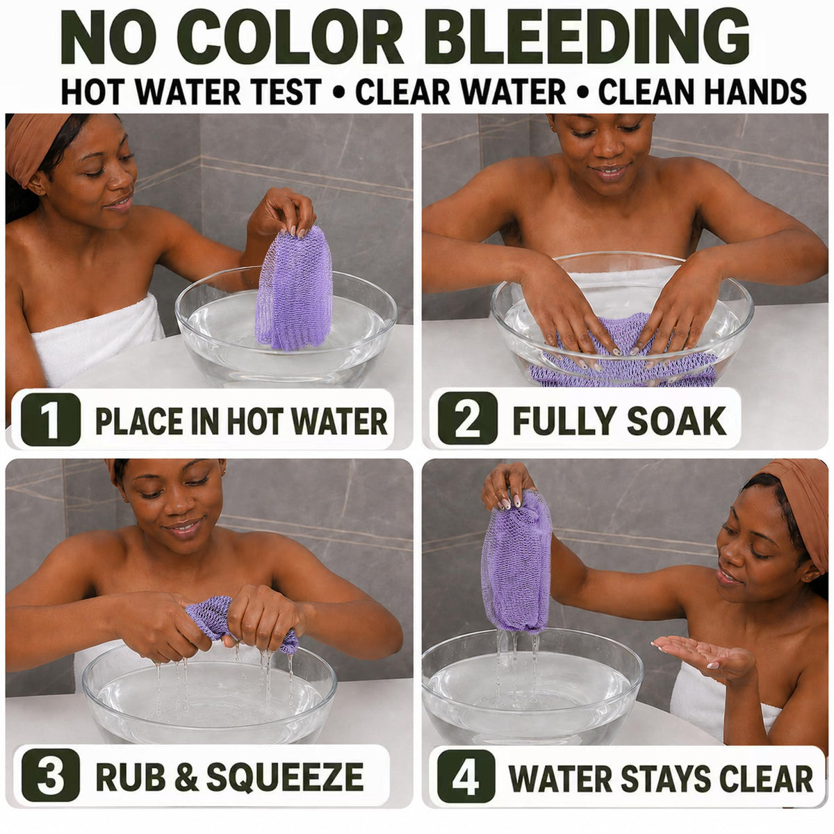 African Net Sponge, Exfoliating Body Scrubber for Back, 2 Pack