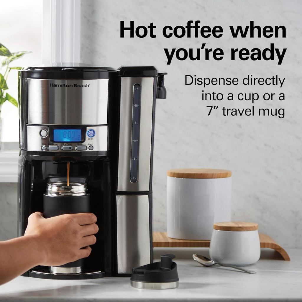 One Press Programmable Dispensing 12 Cup Coffee Maker with Internal Coffee Pot, Stays Warm and Fresh for Hours, 60