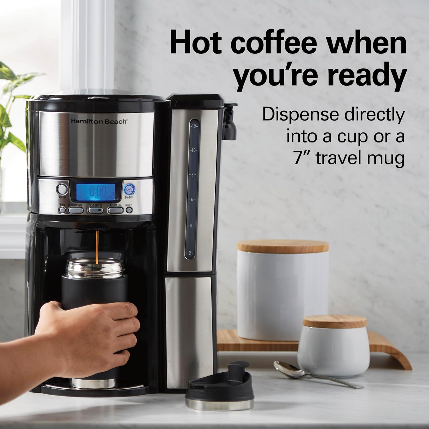 One Press Programmable Dispensing 12 Cup Coffee Maker with Internal Coffee Pot, Stays Warm and Fresh for Hours, 60