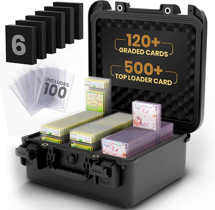 Top Loader Storage Box - Graded Card Case for PSA, BGS & CGC Slabs, Fits 3" x 4" 35PT Hard Sleeves - Includes 100 Top