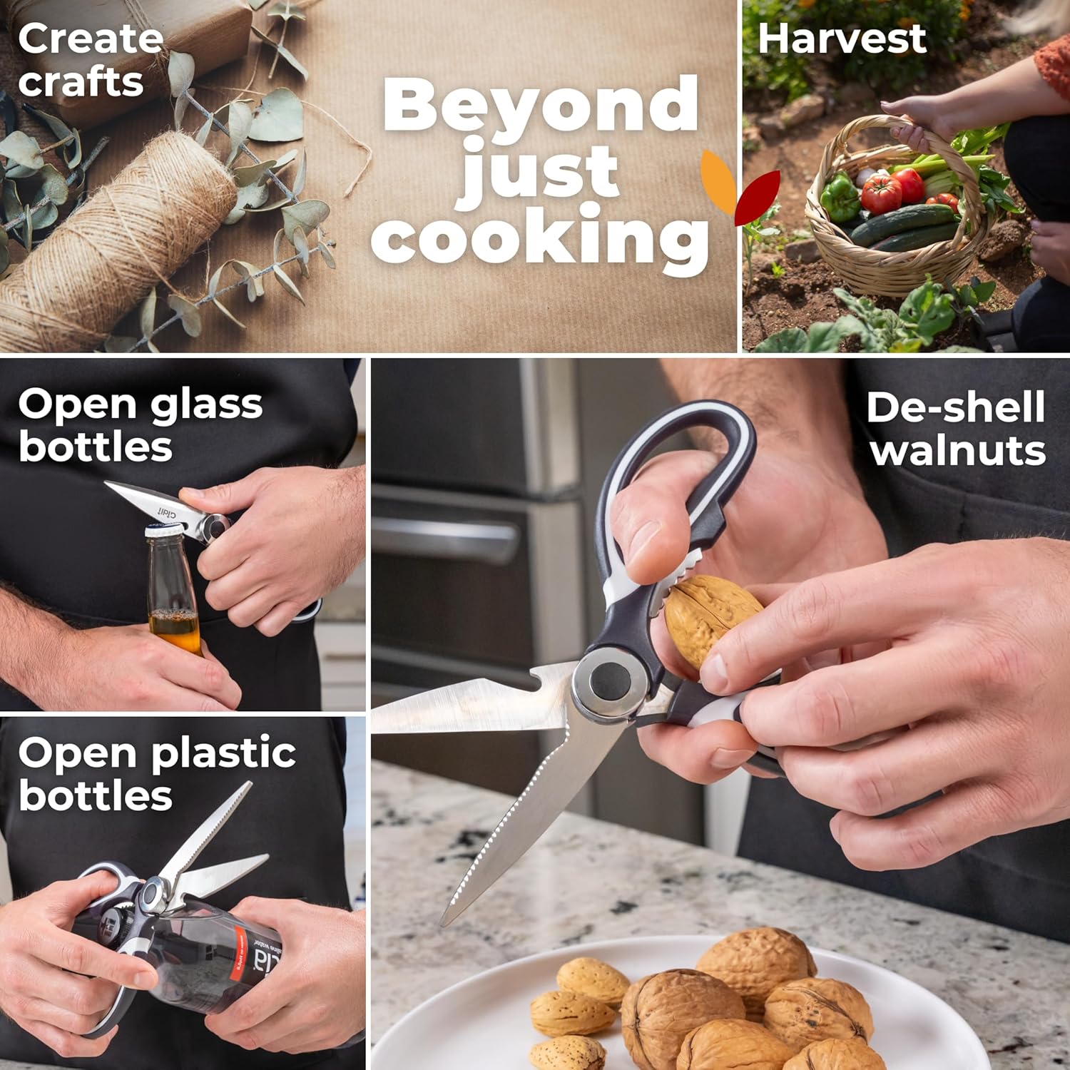 Kitchen Shears by Gidli - Liftime Replacement Warranty* - Includes Seafood Scissors As a Bonus - Heavy Duty Utility