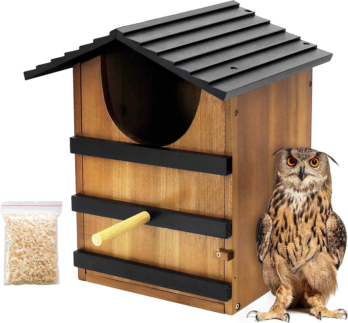 Screech Owl House for Outdoors, Weatherproof Large 14.5"x9.4"x7.8"