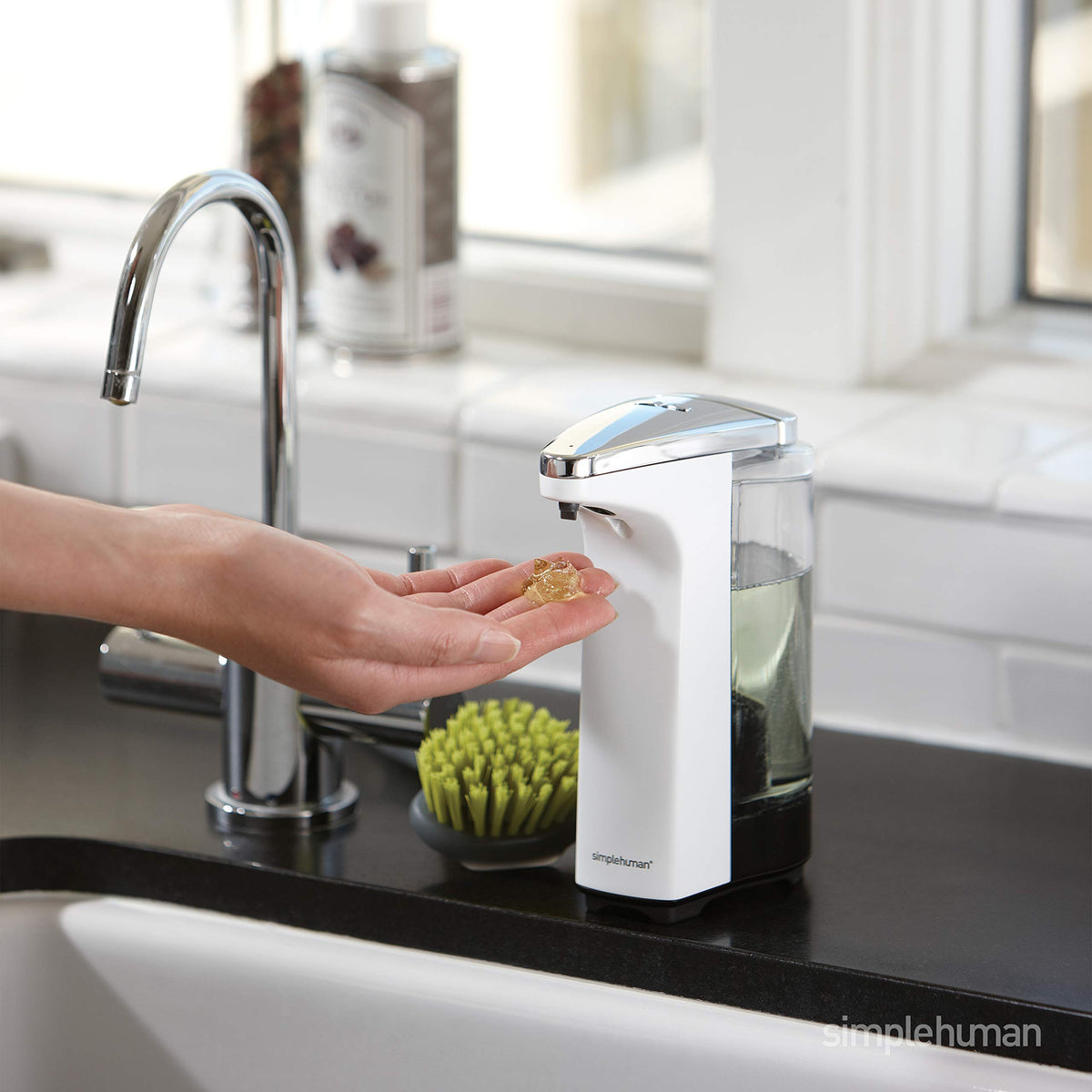 8 oz. Touch-Free Sensor Liquid Soap Pump Dispenser with Soap Sample, Brushed Nickel