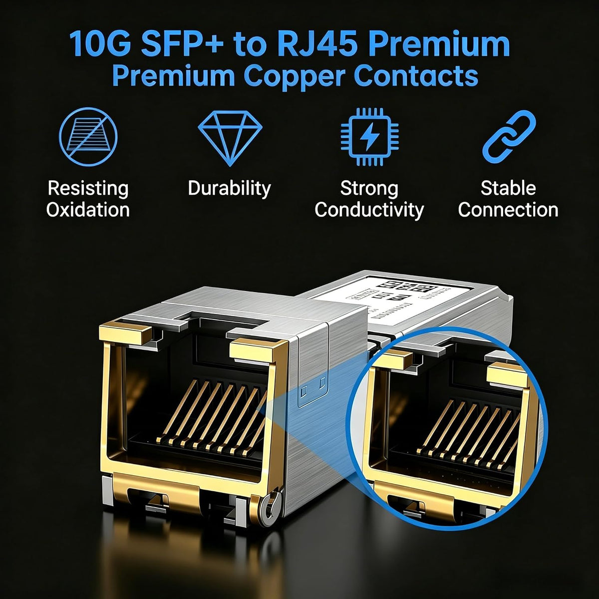 10G SFP+ to RJ45 Transceiver Up to 30m Ethernet Adapter