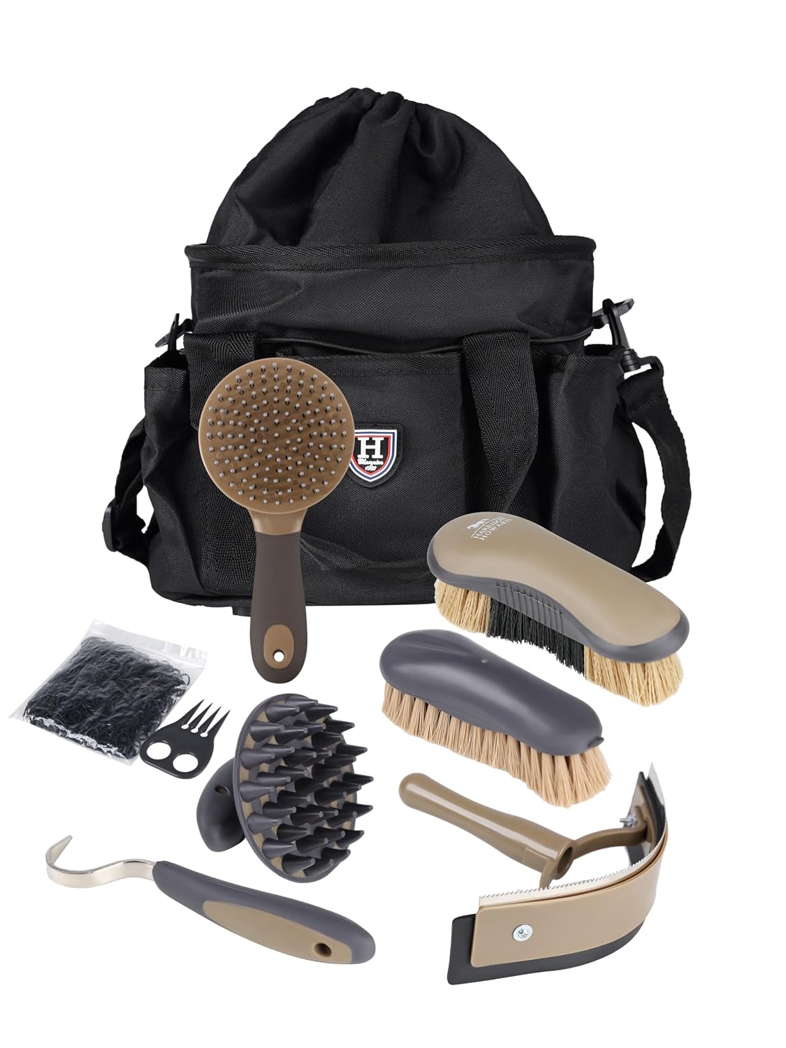 Horse Grooming Brushes Kit 7 pieces with Organizer Tote