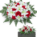 Artificial Cemetery Flower Saddles for Graves, Cemetery Memorial Flowers for Outdoor Headstone Tombstone Decorations