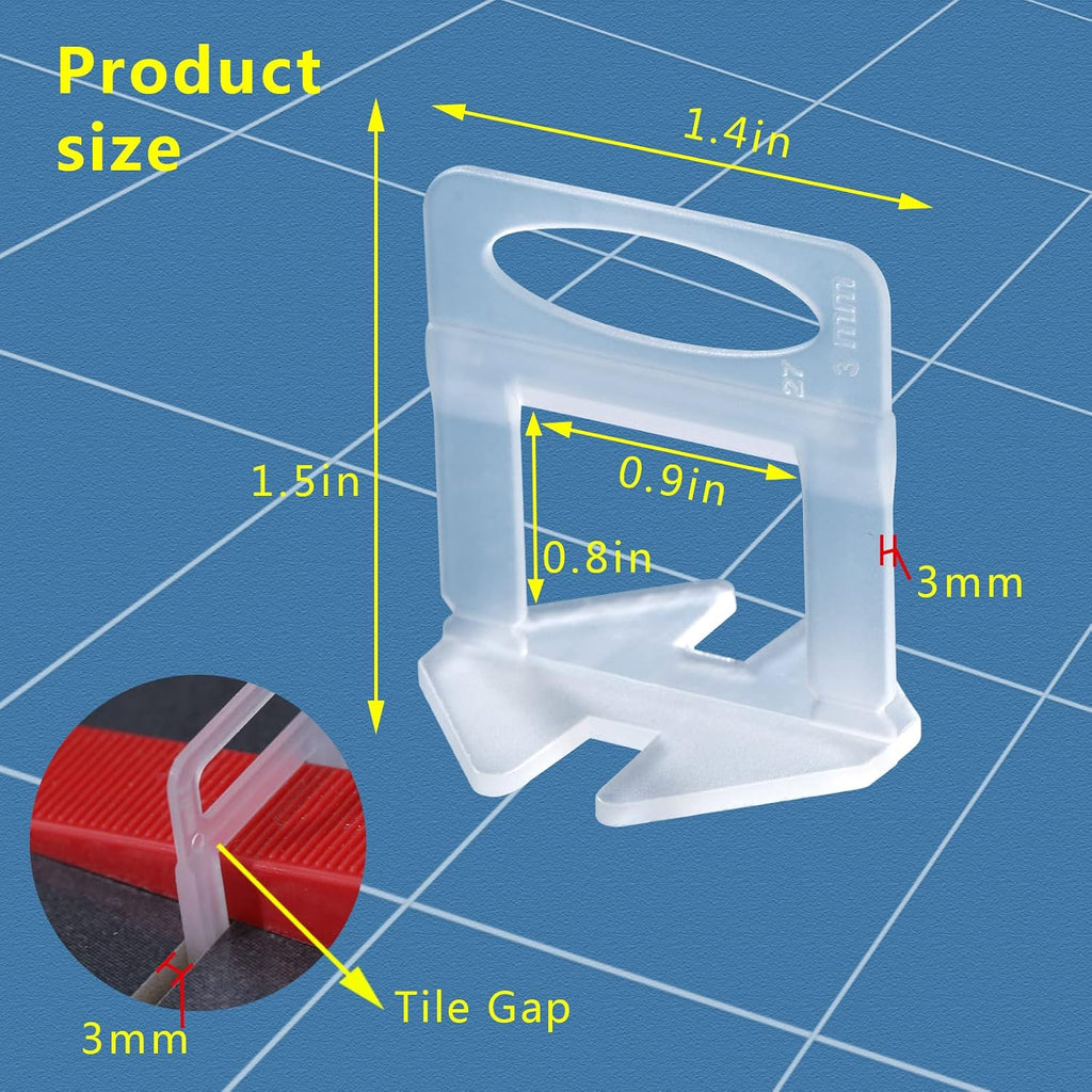 Tile Leveling System 1/8" Spacers Tile Leveler Clips DIY Tile Leveler Spacers 2000 Pcs for Professional Ceramic Tile