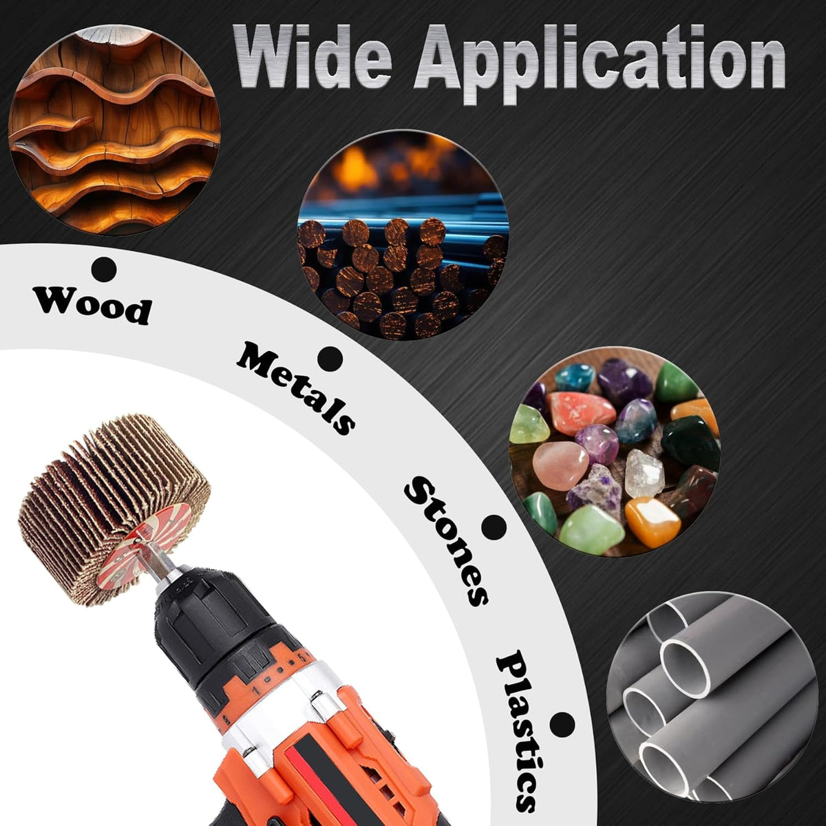 AUPREX 10 Pcs Flap Wheel Sander Set with 1/4 Inch Hex Shank, 80 Grits Sanding Wheels for Drill, Die Grinder Sander Attachment for Removing Rust-2 Inch