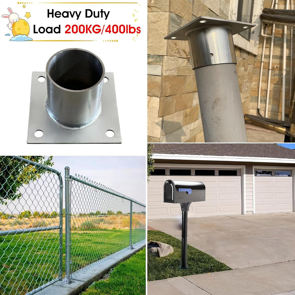 Post Anchors for Ground - Round Base Flange for Fence & Light Posts - Heavy-Duty Concrete Mounting Solution