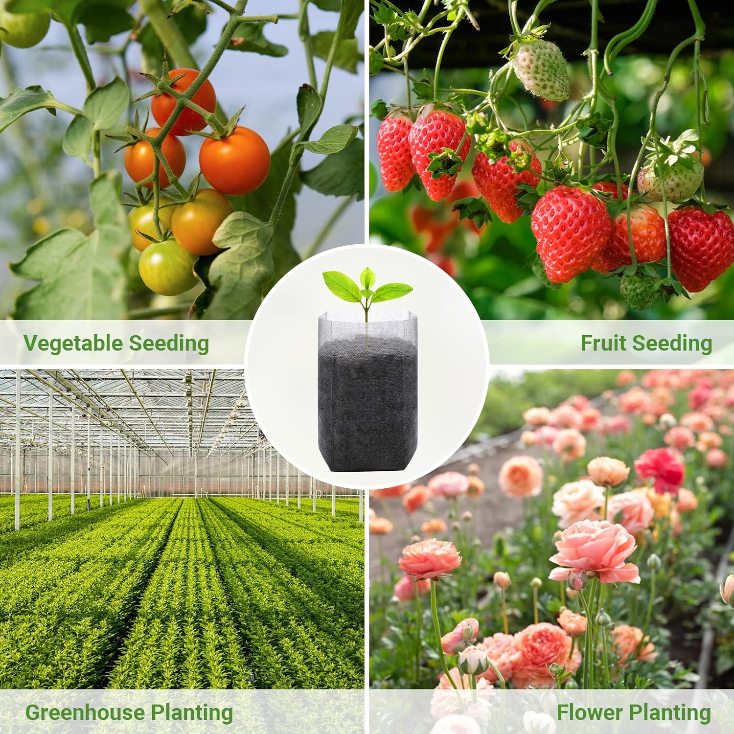 200 PCS Nursery Bags, 5.5"x6.3" Non-Woven Fabric Seedling Bags Biodegradable for Home Garden Supply, Tree, Flower