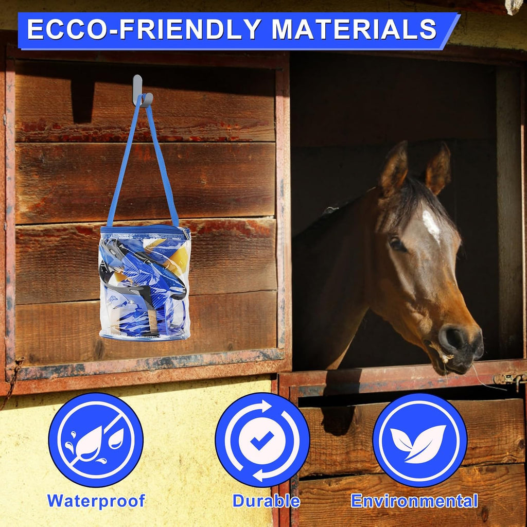 Horse Grooming Kit, 9-Piece Horse Brush Set with Tote Bag, Blue