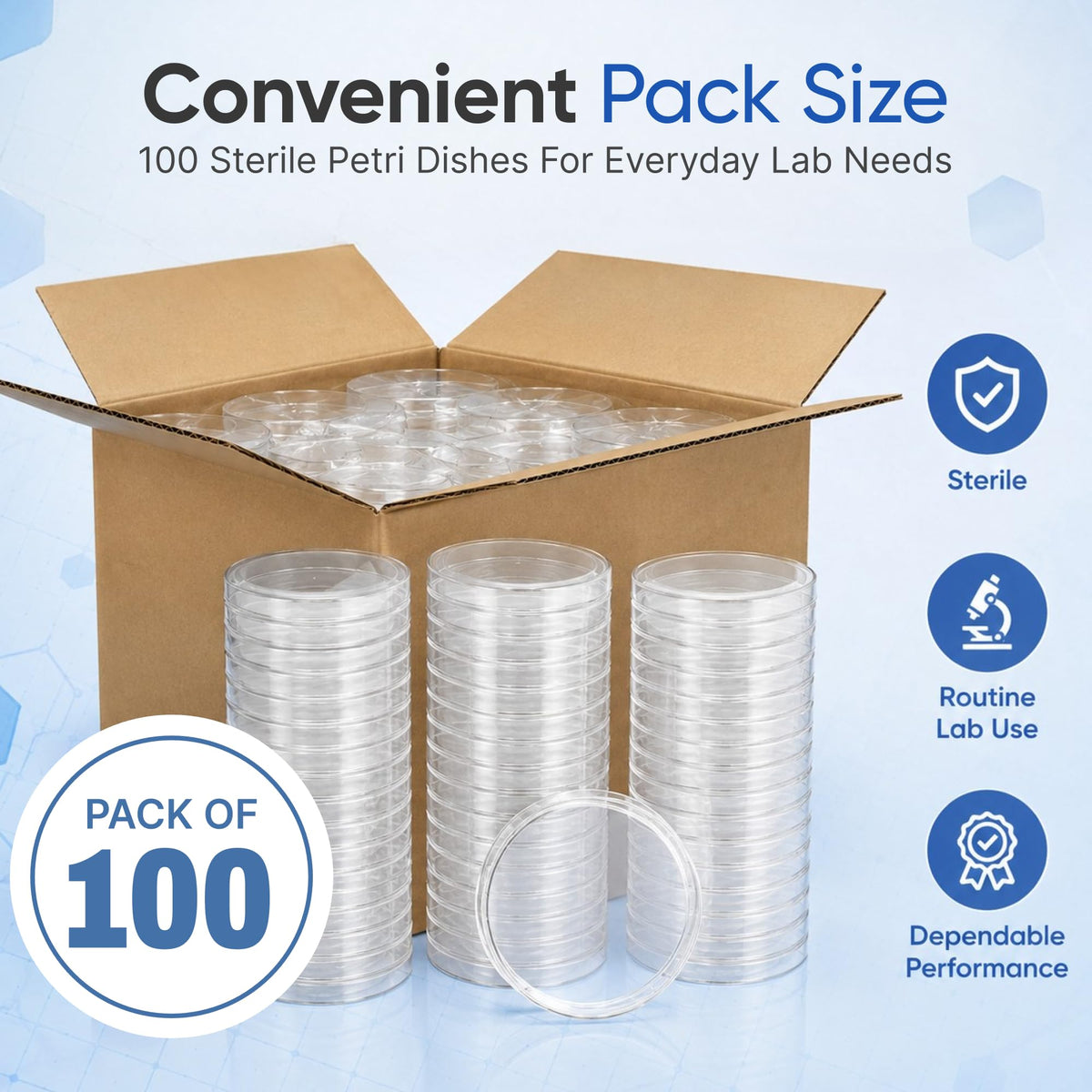 229697SP, 100mm x 15mm Petri Dish, Slippable (Pack of 100)