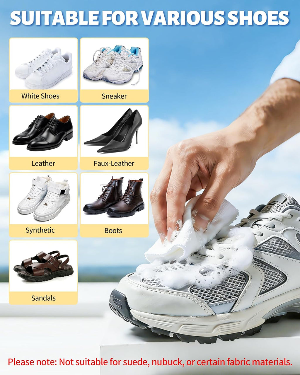 Shoe Cleaner, Sneaker Cleaner Kit with Brush and Towel, Deep Clean Shoe Cleaning Kit for White Shoes