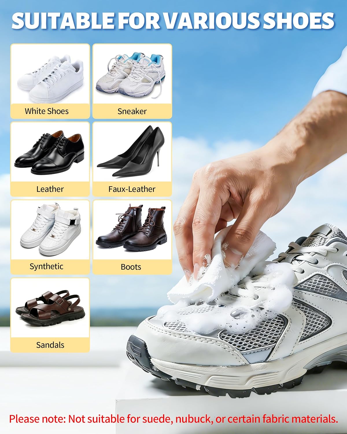 Shoe Cleaner, Sneaker Cleaner Kit with Brush and Towel, Deep Clean Shoe Cleaning Kit for White Shoes