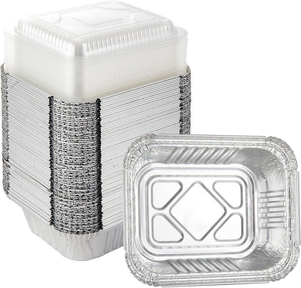 5.5" x 4.5"(100Pack) Disposable Takeout Pans with Clear Lids