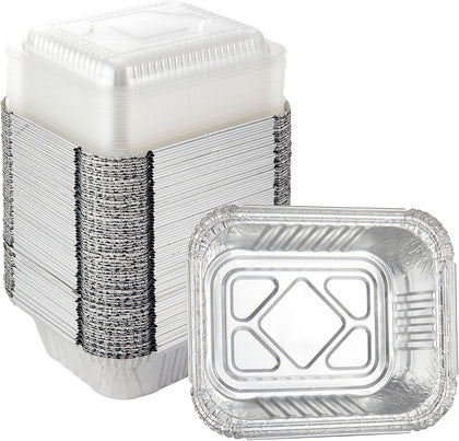 5.5" x 4.5"(100Pack) Disposable Takeout Pans with Clear Lids