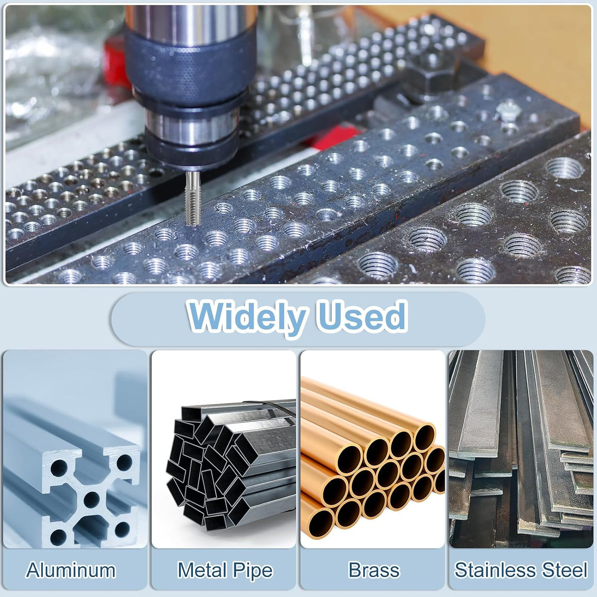 uxcell 2pcs Straight Flute Screw Taps 5/16-18 UNC 2B Thread 4" Extra Long HSS6542 Machine Threading Milling Tap Tapping Tools