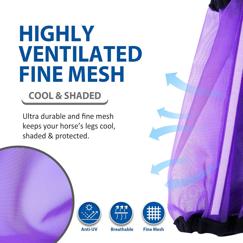 Universal Size Horse Leggings Fine Mesh Horse Fly Boots Greatly Reduce Stomping Breathable Horse Boots Leg Wraps (Set
