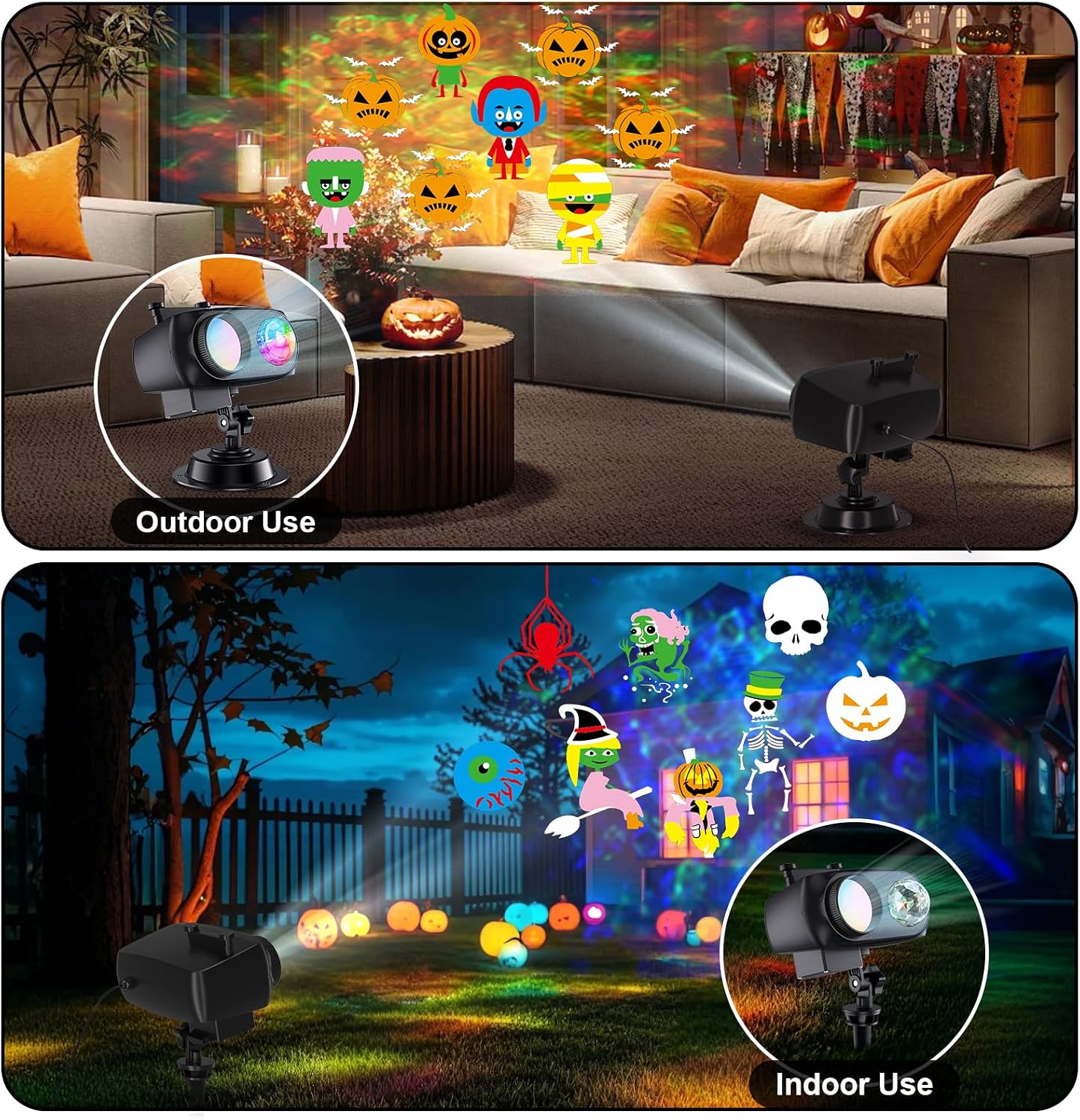 2026 Upgrade Halloween Christmas Projector Lights Decorations, COOLWUFAN Outdoor Indoor Holiday Projector Lights with
