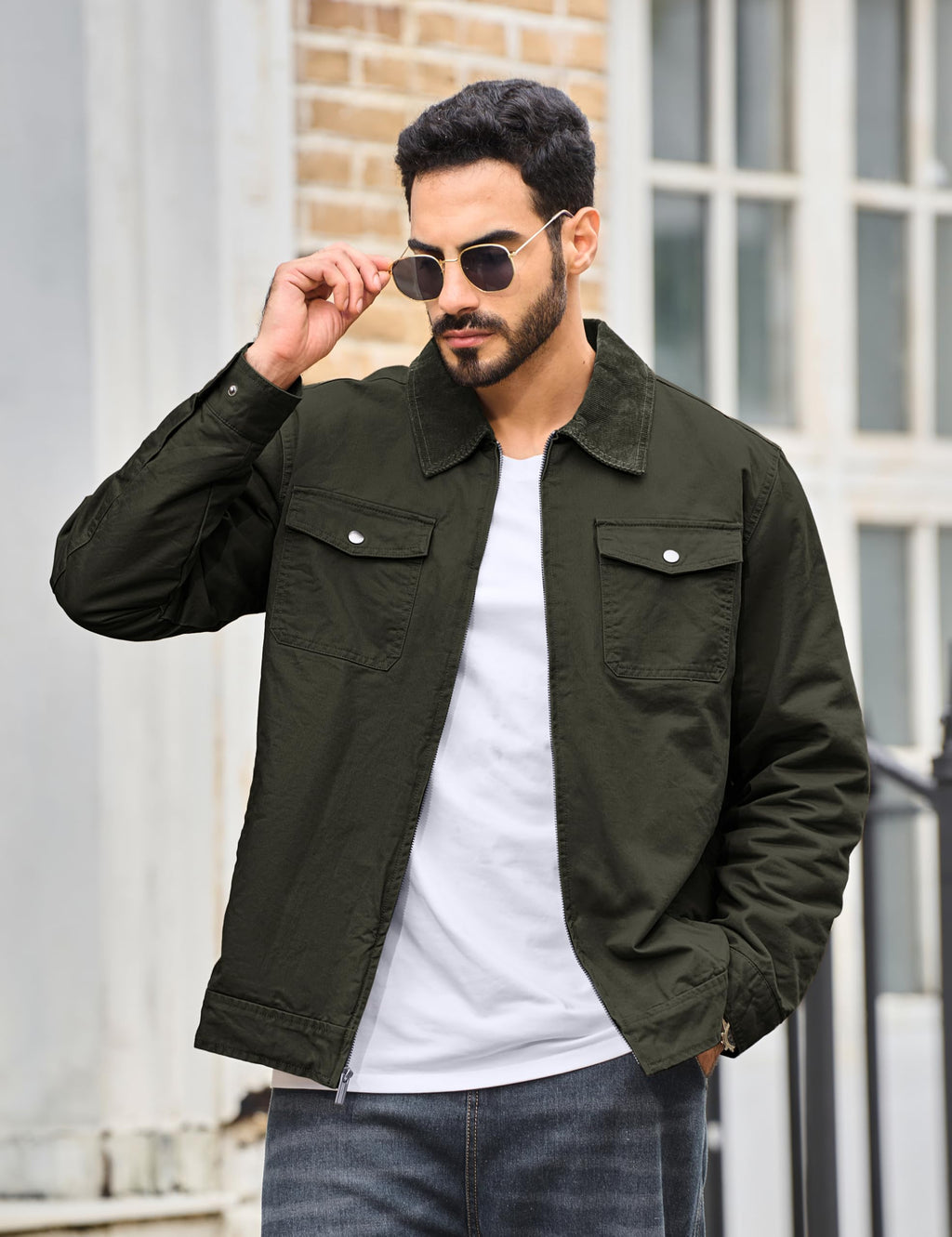 Corduroy Jacket Men Lightweight Work Jacket Fall Casual Shacket