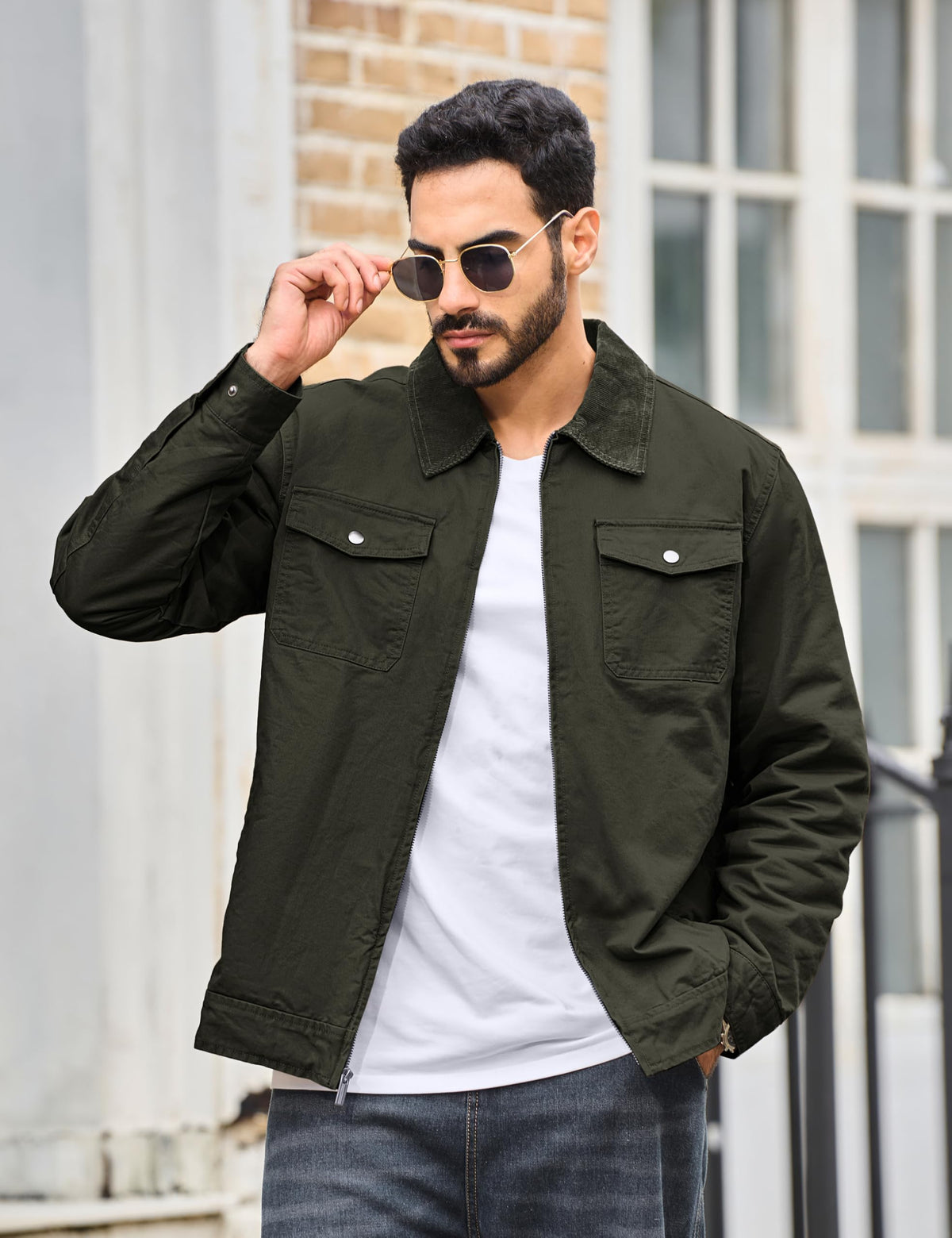 Corduroy Jacket Men Lightweight Work Jacket Fall Casual Shacket