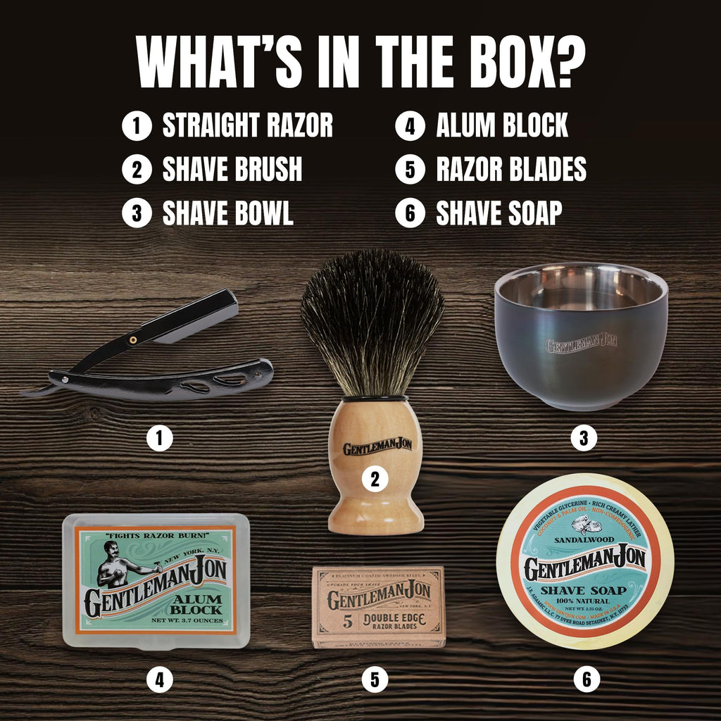 Straight Razor Shaving Kit - Wet Shave Grooming Set for Men