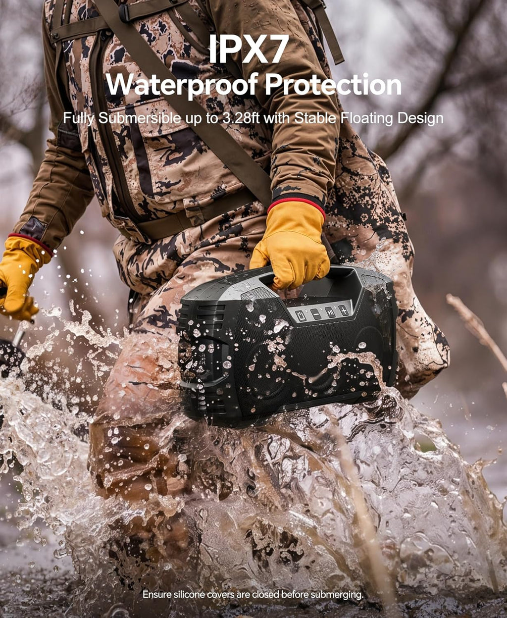 IPX7 Waterproof Outdoor Bluetooth Speaker, Wireless, 90W(Peak), 32H Playtime, Floating Design, Deep Bass & Loud