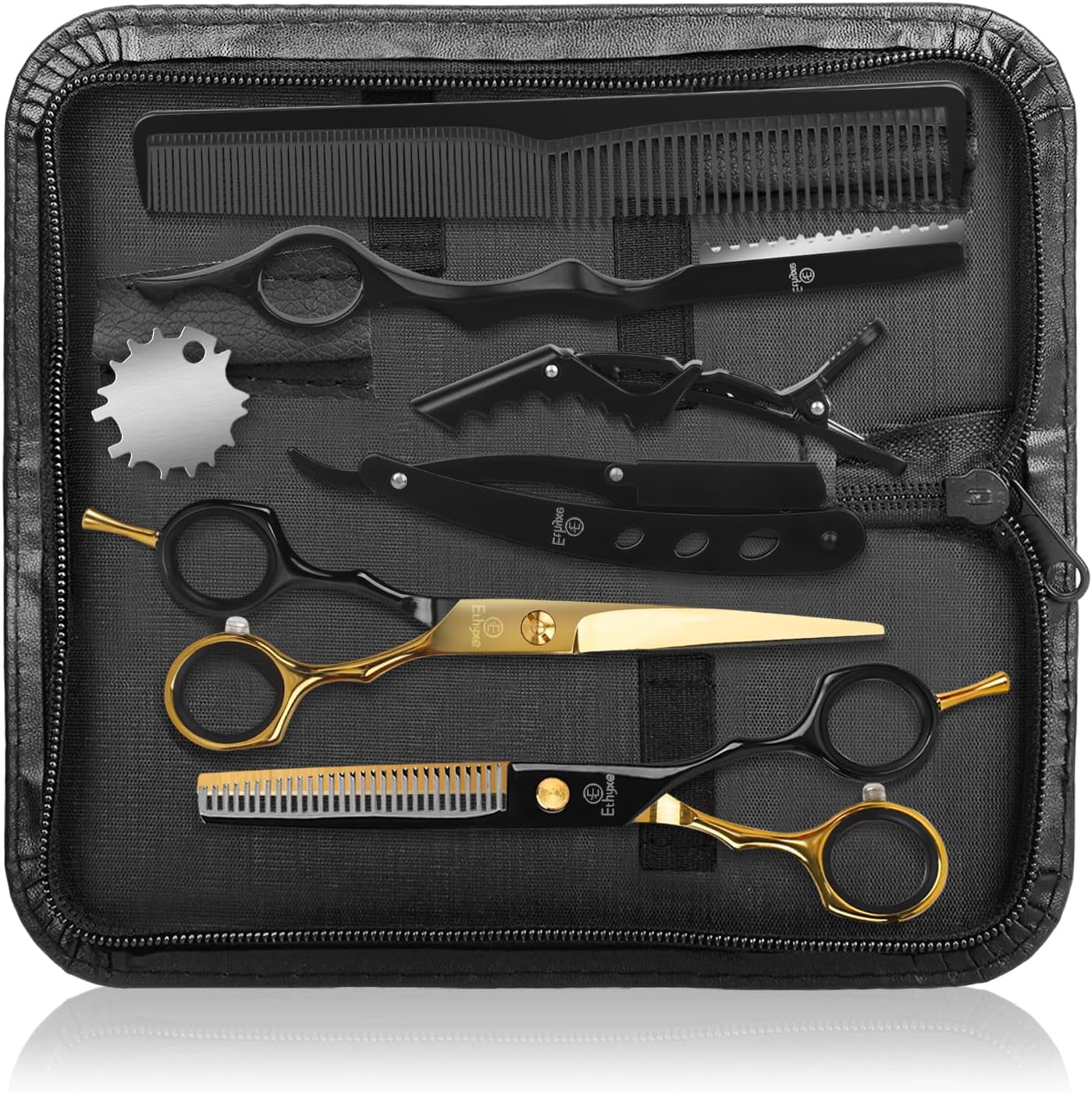 Hair Cutting Scissors Kit - 9 PCS Professional Haircut Scissors Set | Stainless Steel Straight and Thinning Shears