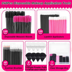 Disposable Makeup Accessories with Makeup Applicators Triangle Makeup Puffs, Mascara wands, Disposable Lip