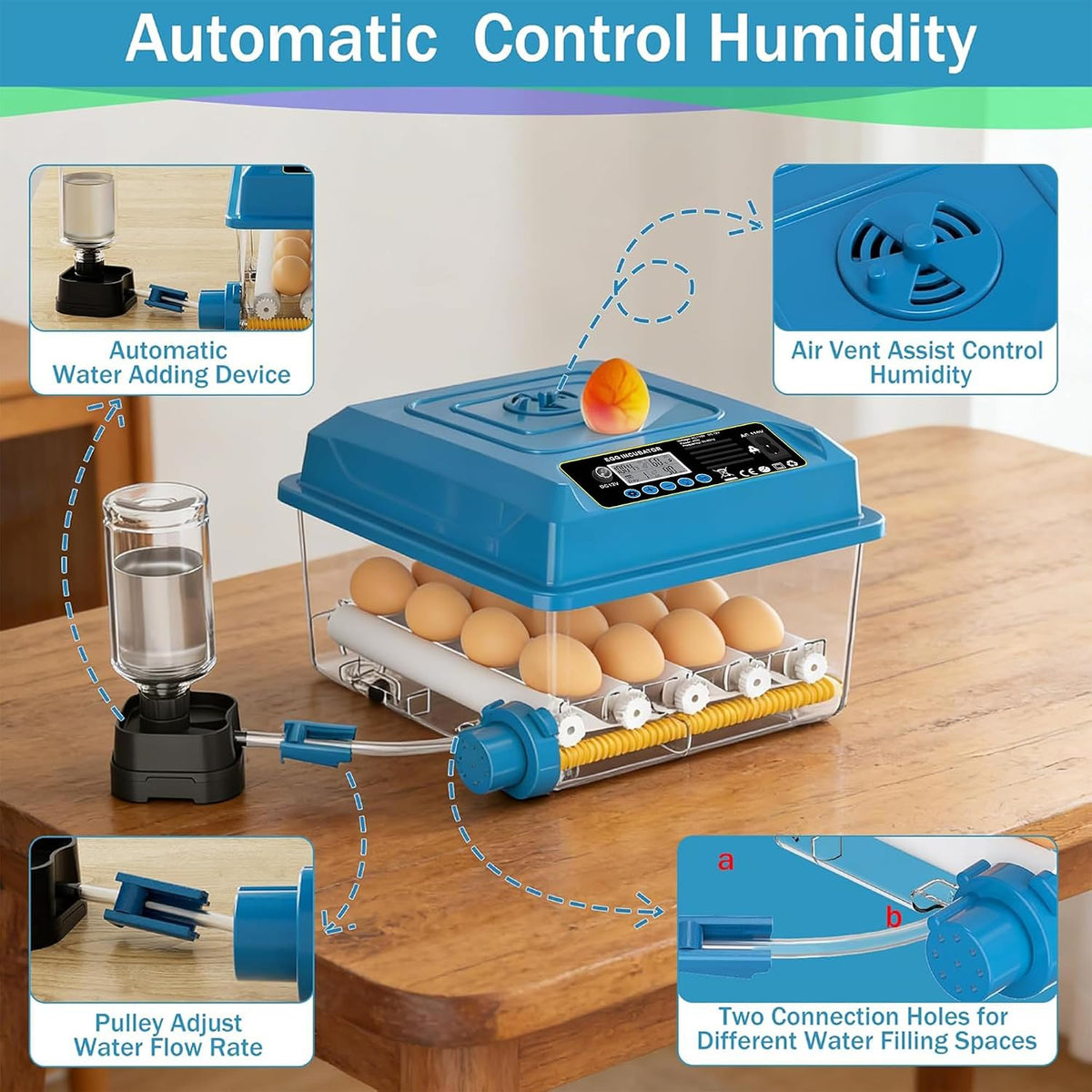 16 Eggs Incubators for Hatching Eggs, Egg Incubator with Automatic Egg Turning, Chicken Egg Incubator with Humidity