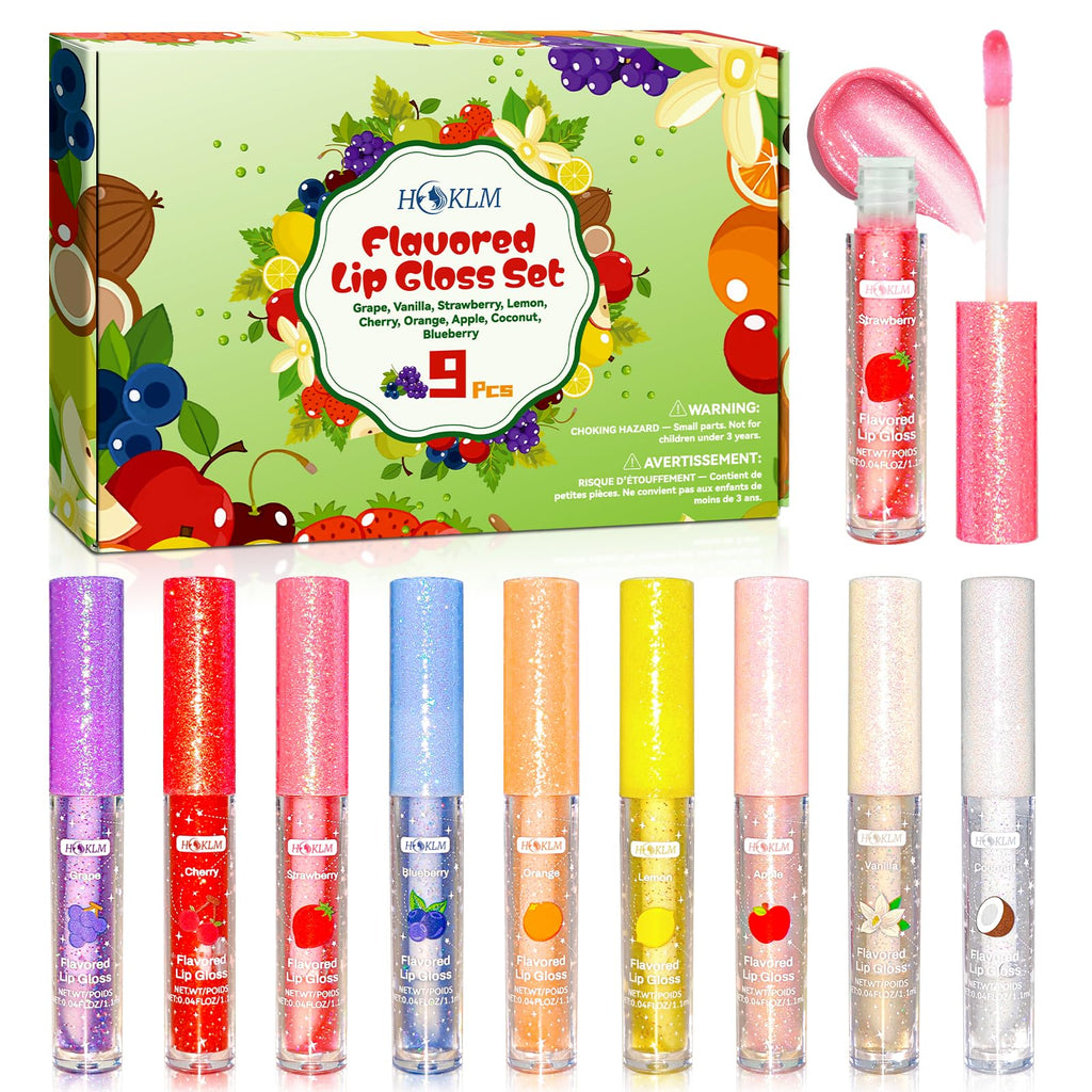 9 Pcs Mini Lip Gloss Bulk,Long Lasting Moisturizing with Vitamin E