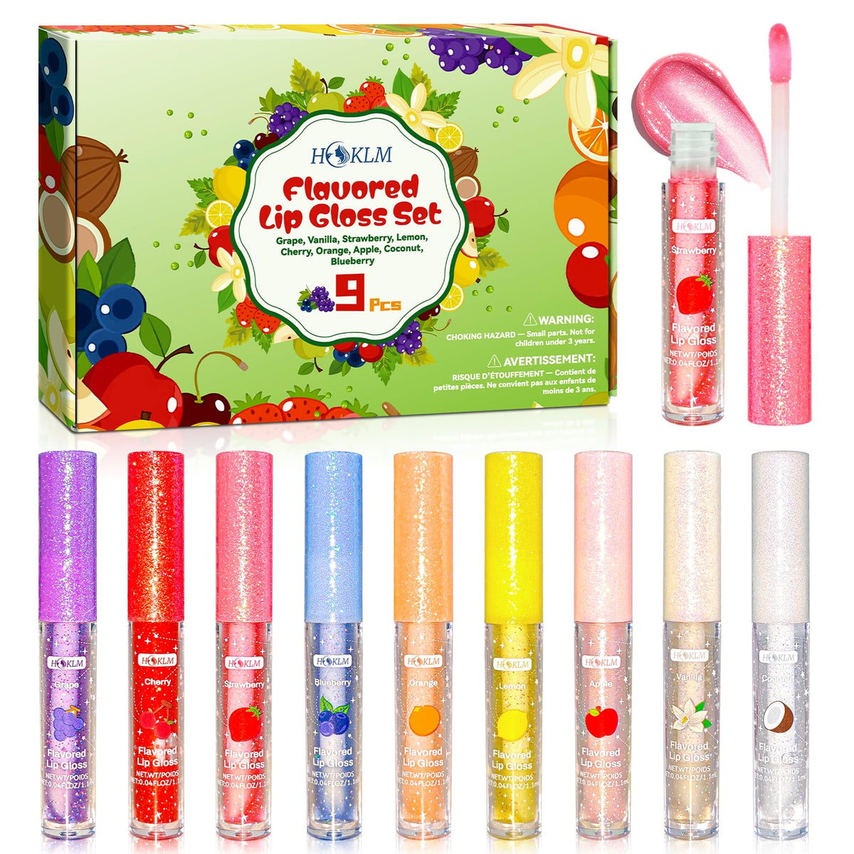 9 Pcs Mini Lip Gloss Bulk,Long Lasting Moisturizing with Vitamin E