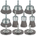 10 Pcs Wire Brush for Drill, Coarse Carbon Steel Crimping Wire Wheel