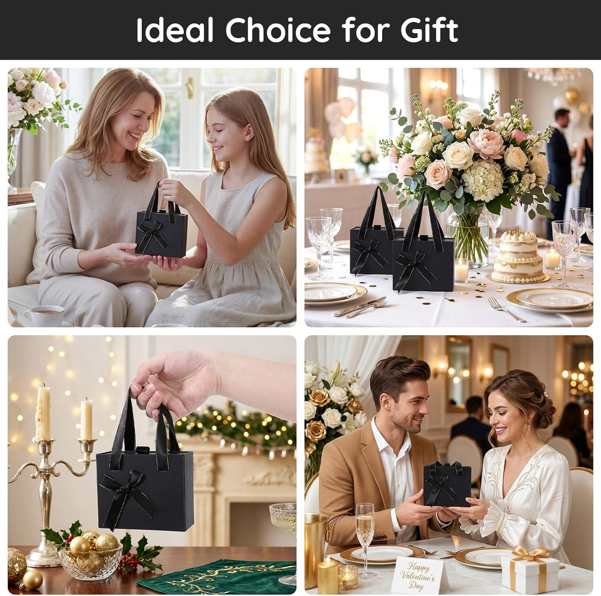2pcs 4.7x3.9x2'' Small Gift Boxes for Men, Black Gift Card Box