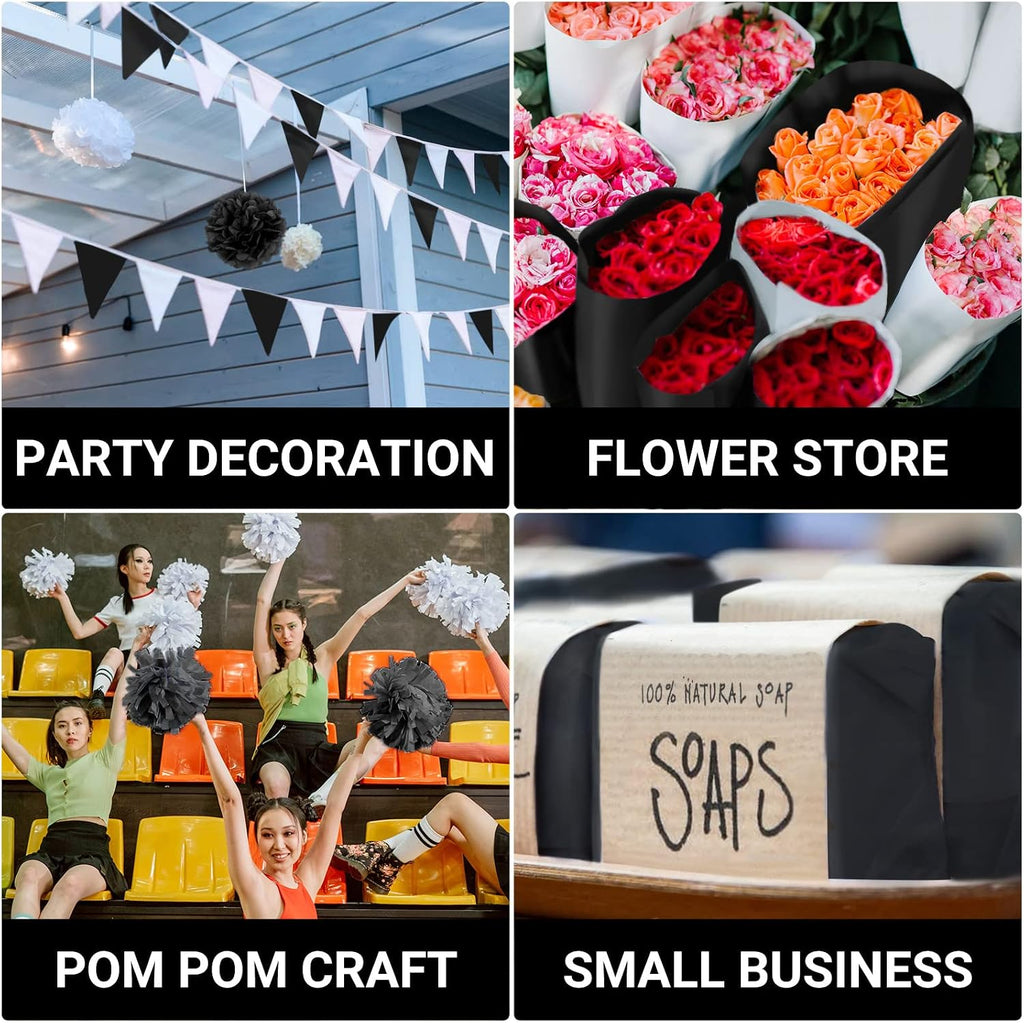 Black Wrapping Tissue Paper - 20x30 inches, 200pcs Present Packing Tissue, DIY Crafts Decorative Art Craft Birthday