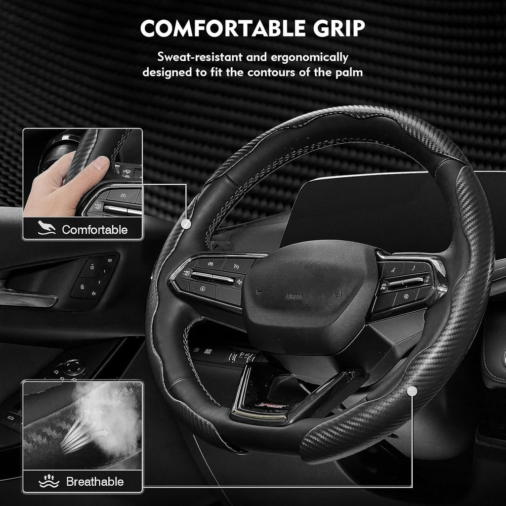 Steering Wheel Cover 3 Pcs Set, Anti-Slip, Scratch-Resistant, Universal Fit for 14-16 Inch Steering Wheels, Car