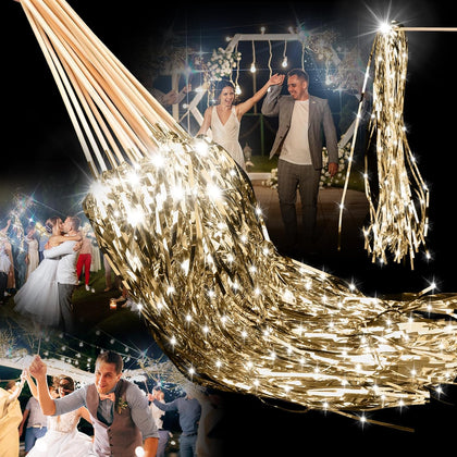 100 Pcs Light up Wedding Wands Sparkler Tinsel Send Off,Champagne